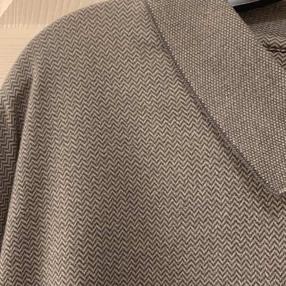 BILL BLASS STUDIO POLO SHIRT SZ XXL 100% COTTON GRAY MICRO HERRINGBONE PRINT - Picture 3 of 8